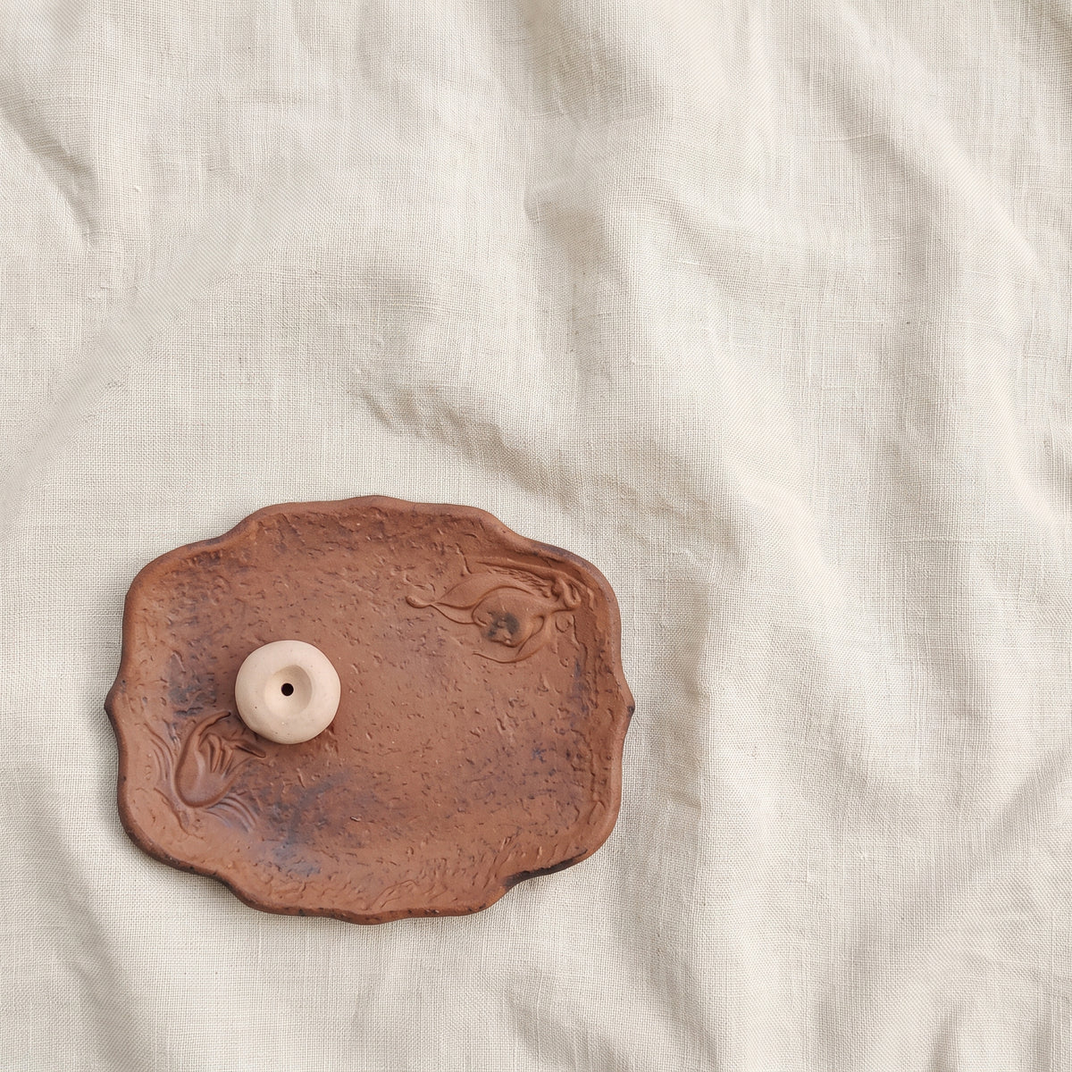 Handmade Ceramic Incense Holder Tray with Incense Bead – Wabi-Sabi Incense Burner for Meditation & Tea Ritual