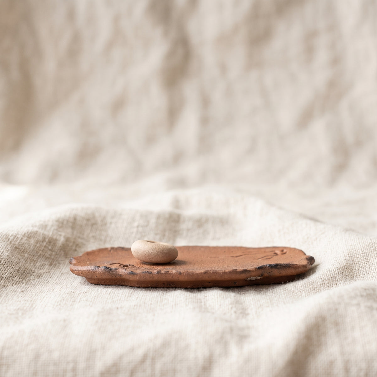 Handmade Ceramic Incense Holder Tray with Incense Bead – Wabi-Sabi Incense Burner for Meditation & Tea Ritual